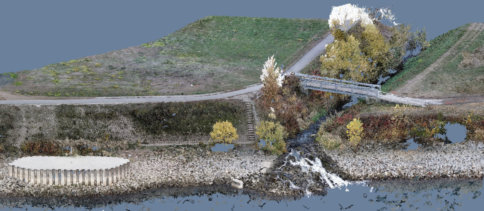 Ausschnitt-3D-Punktwolke-Winkelbachmuendung-Rhein-Gernsheim-Hessen Texutrierte-3D-Punktwolke-Winkelbachmuendung-Rhein-Gernsheim-Hessen