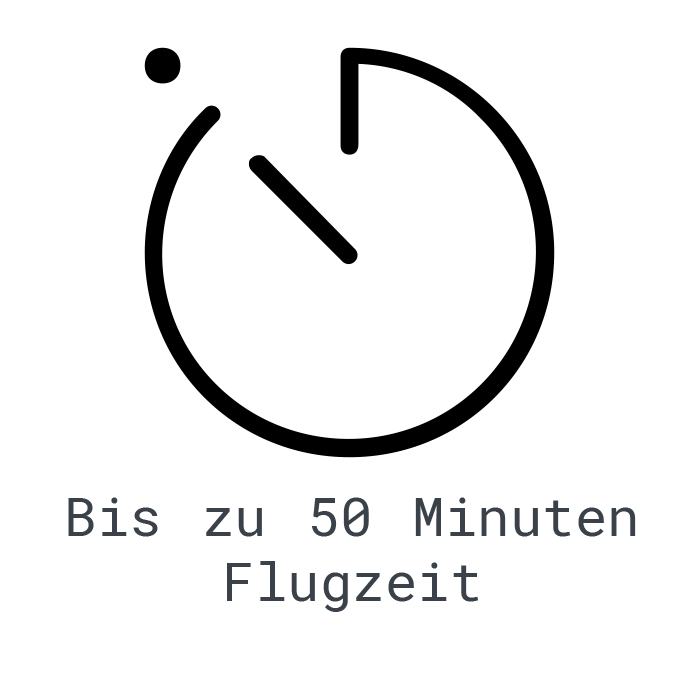 LOGXON-Icon-Text-Flugzeit-Uhr-50-Minuten-Flugzeit