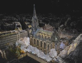 Duenne-3D-Punktwolke-Kirche-Photogrammetrie-Alignment-duenne-point-cloud-nach-Buendelblockausgleichung-Drohnen-Vermessung-Kirche-Muenster