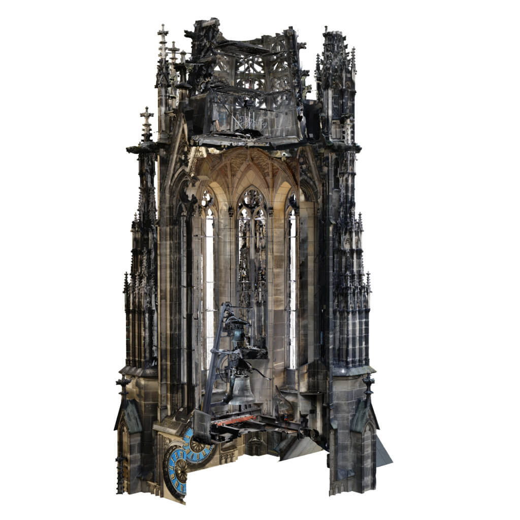 3D-Vermessung-Kirche-Drohne-Photogrammetrie-Laserscanning-Denkmalvermessung-Screen-Rendering-Schnitt-Elisabethenkirche-Klockenturm-Oktagon-Fasssade-Ansicht-Fassadenansicht-Kirche