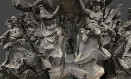 Detail-3D-Modell-Texturiertes-Mesh-VR-Modell-3D-Vermessung-Denkmalschutz-Drohne-terrestrischer-Photogrammetrie-Hugenottenbrunnen-Erlangen