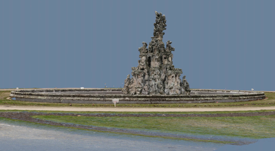 3D-Punktwolke-3D-Vermessung-Denkmalschutz-Drohne-terrestrischer-Photogrammetrie-Hugenottenbrunnen-Erlangen-1 3D-Punktwolke-Hugenottenbrunnen-Erlangen-Texturiertes-Mesh-VR-Modell-3D-Vermessung-Denkmalschutz-Drohne-terrestrischer-Photogrammetrie