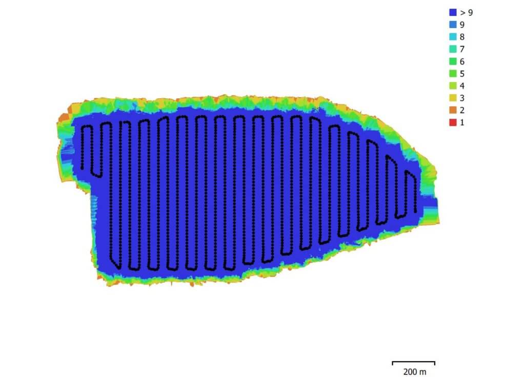 Software-Screenshot-hohe-Bildüberlappung-Overlap-Processing-Report-Agisoft-Metashape-professional-Auswertung-photogrammetrische-Vermessung-Drohne-Photogrammetrie-Genauigkeit-Auserwertung-von-digitalen-Drohnenaufnahmen